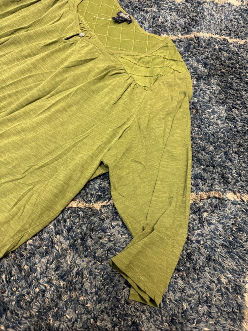 Lucky Brand Olive Green Scoop Neck Tunic Top 3/4 sheeve size 3X - Picture 6 of 9